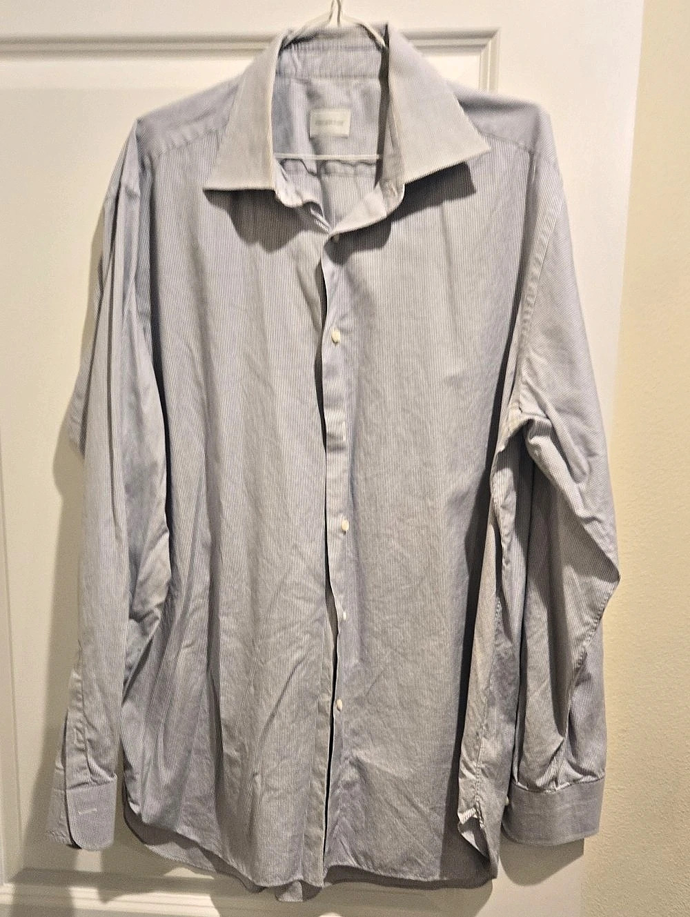 Ermenegildo Zegna Gingham Dress Shirt Blue & White Size 43 (17)